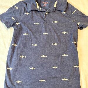 Cat & Jack Blue Shark Print Kids Polo Shirt